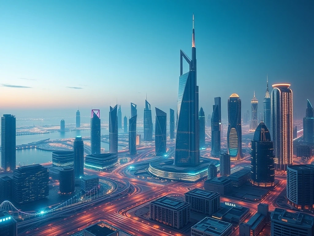 Dubai's financial district skyline representing the new regulated OTC desk for Crypto Options Dubai by Laser Digital.
