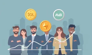 Top crypto picks for long-term holders showing SOL, ETH, SHIB and AVLX tokens with growth potential