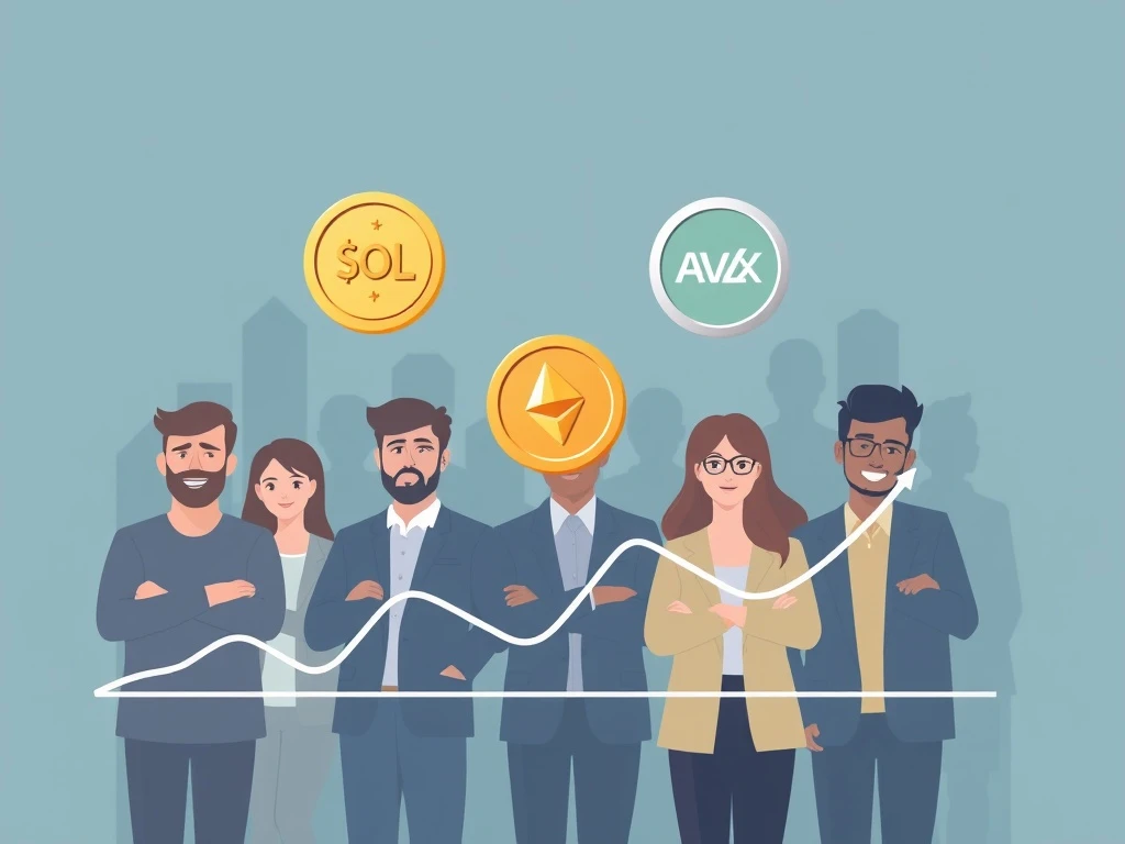 Top crypto picks for long-term holders showing SOL, ETH, SHIB and AVLX tokens with growth potential