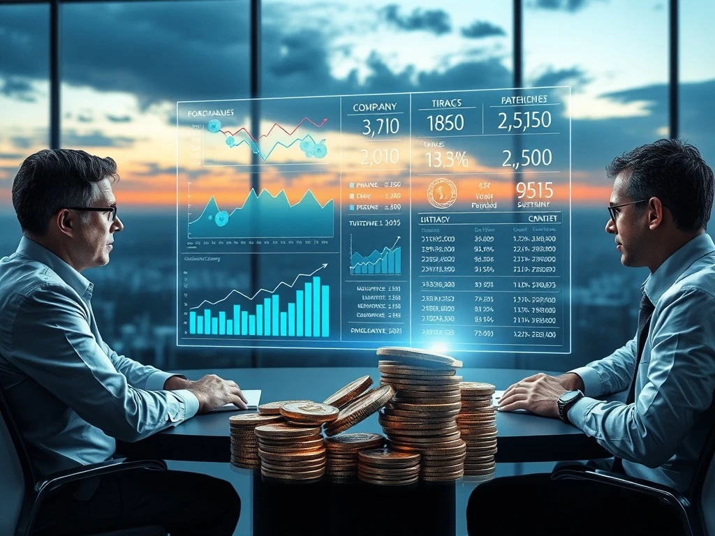 Executives strategizing over corporate crypto reserves, weighing financial growth against potential PR benefits and market volatility.