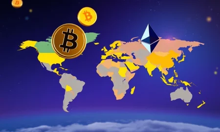 World map highlighting key crypto tax-free countries, symbolizing financial freedom and global opportunities for digital asset investors.