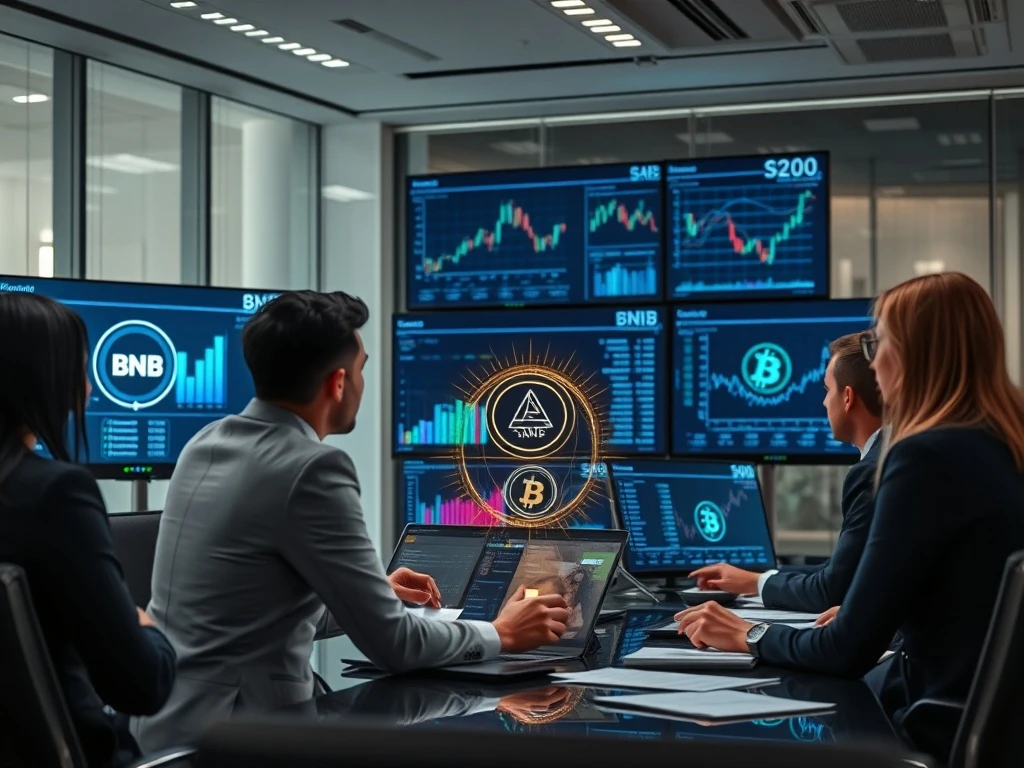 Executives strategizing around a table, symbolizing public companies building crypto treasuries to revolutionize corporate finance.