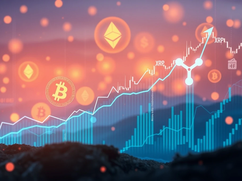 Chart showing strong cryptocurrency signals with Bitcoin, Ethereum, and XRP price movements indicating potential market shifts.