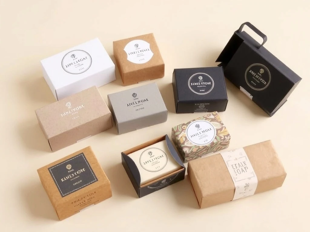 Elegant Custom Soap Sleeve Boxes showcasing diverse designs for a modern skincare brand's packaging.