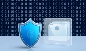 Data protection vs data privacy concept showing security shield and transparency window for information management