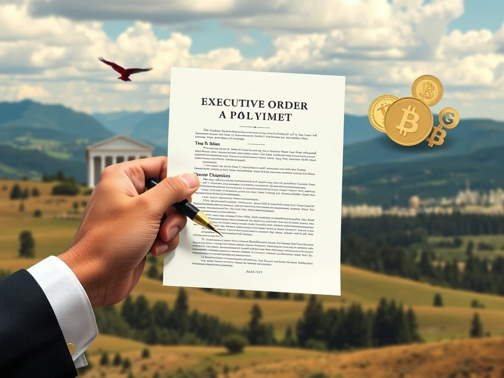 An executive signing an order to prevent debanking practices by financial institutions, impacting the crypto industry.