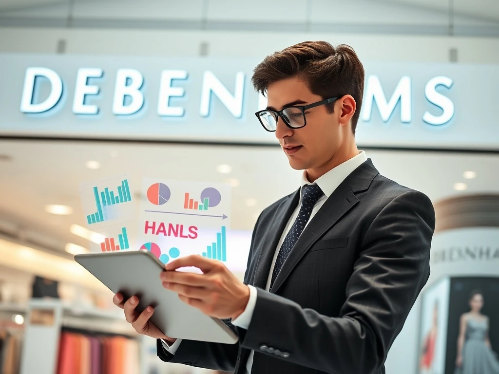 Debenhams turnaround strategy analysis with financial charts and brand logos
