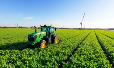 Advanced Deere & Company machinery working efficiently in a field, symbolizing the company's strong bull case for growth.
