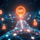 Visualizing the secure flow of information, bridging DeFi Data Gaps between blockchain networks and real-world data sources for decentralized finance.