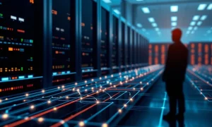 Visualizing DevOps automation streamlining workflows in a modern data center, enhancing operational efficiency.
