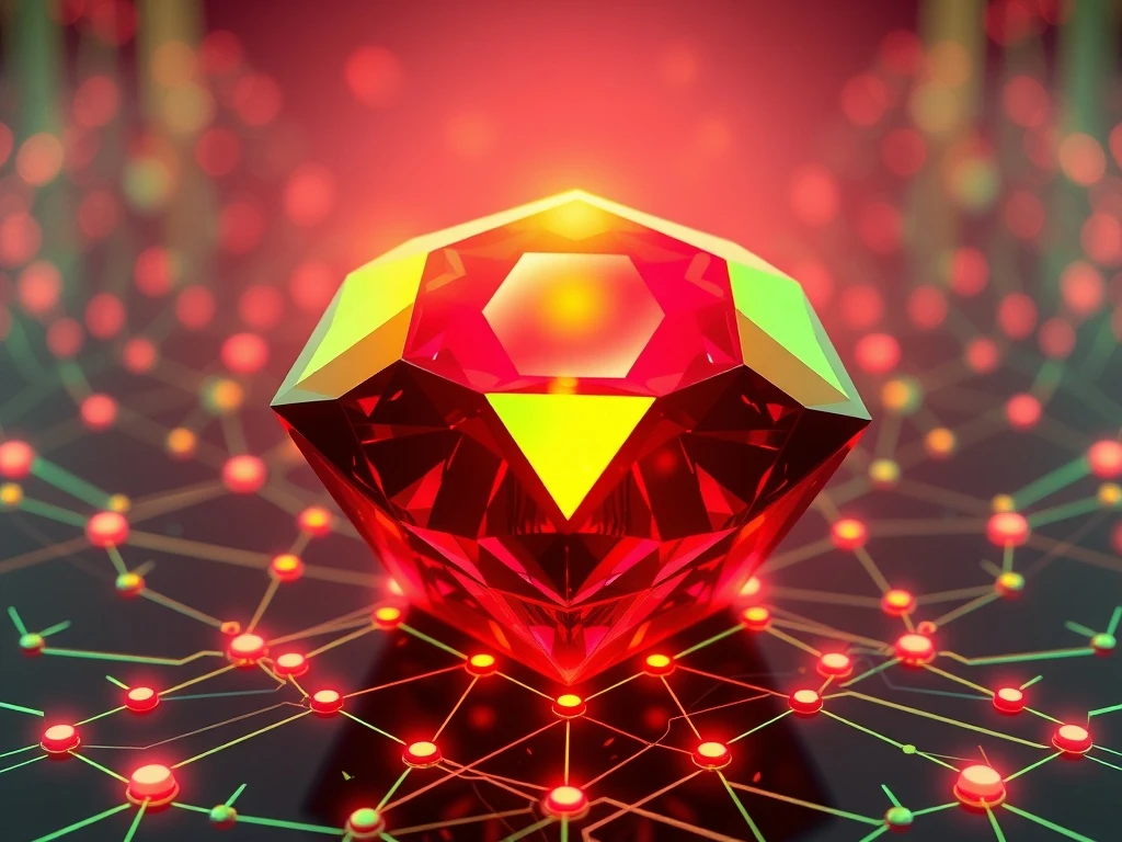 A sparkling gemstone resting on a blockchain, symbolizing GEMtrust's innovative Digital Asset approach.
