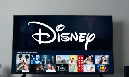 A dynamic visual representing Disney's bold new Disney streaming strategy, illustrating a shift in entertainment consumption.