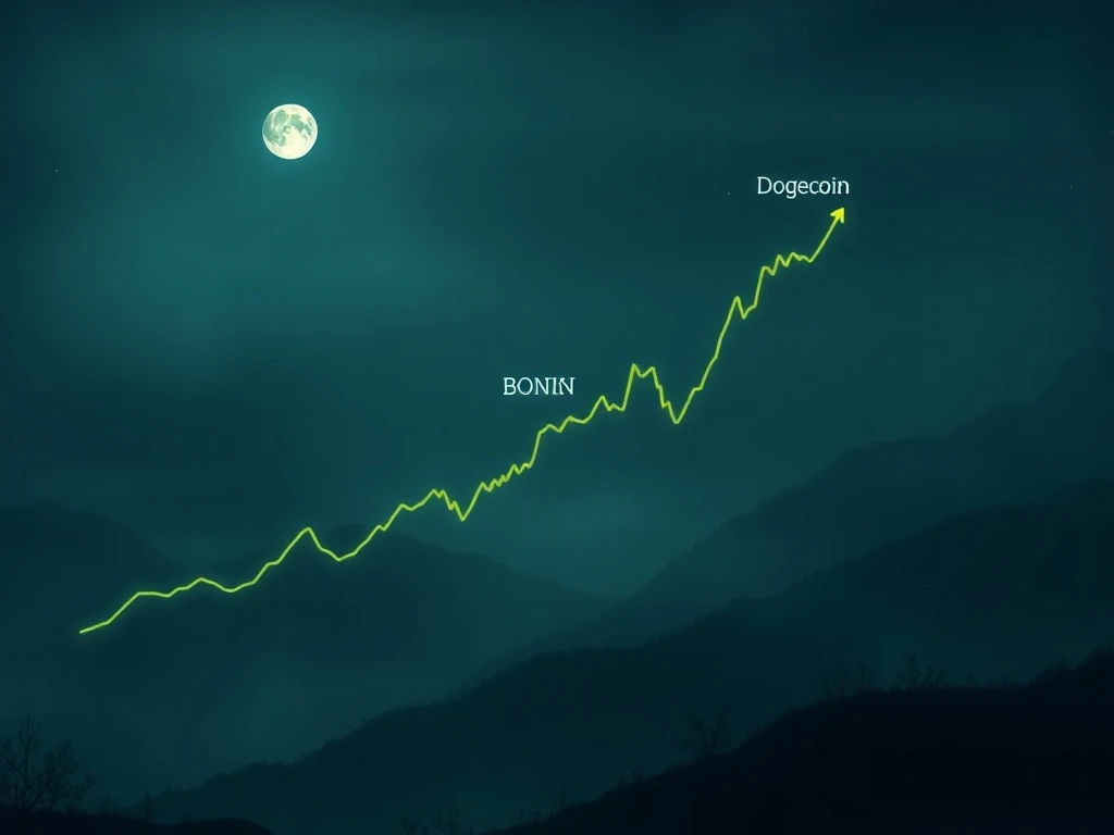 A crypto market chart illustrating a potential Dogecoin correction during 'Ghost Month' while Unilabs Finance shows an upward trend.