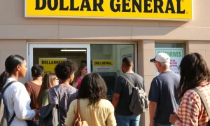 Diverse consumers benefit from accessible Dollar General financial services, symbolizing a significant step towards broader financial inclusion.