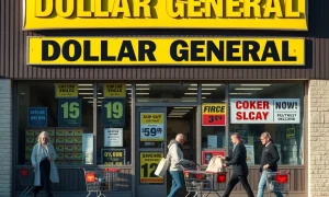 Dollar General value retail store facing economic challenges with shoppers seeking discounts