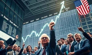 Graph showing the Dow record high achieved, symbolizing strong market performance and investor confidence on Wall Street.