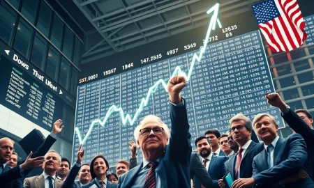 Graph showing the Dow record high achieved, symbolizing strong market performance and investor confidence on Wall Street.