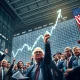 Graph showing the Dow record high achieved, symbolizing strong market performance and investor confidence on Wall Street.