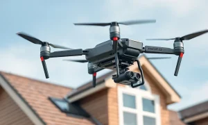 Professional drone roof inspection capturing detailed aerial imagery for accurate damage assessment