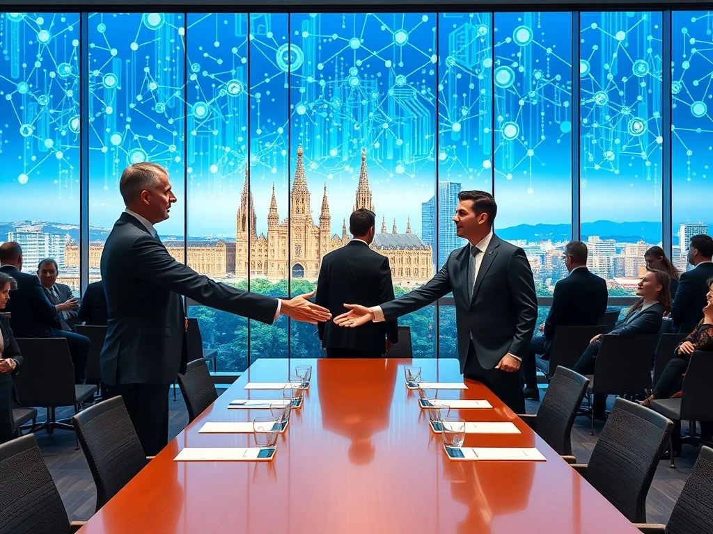 Traditional finance and crypto leaders collaborating at major blockchain event in Barcelona