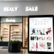 Digital display showing beauty products, symbolizing effective e-commerce merchandising strategies for salon profitability.