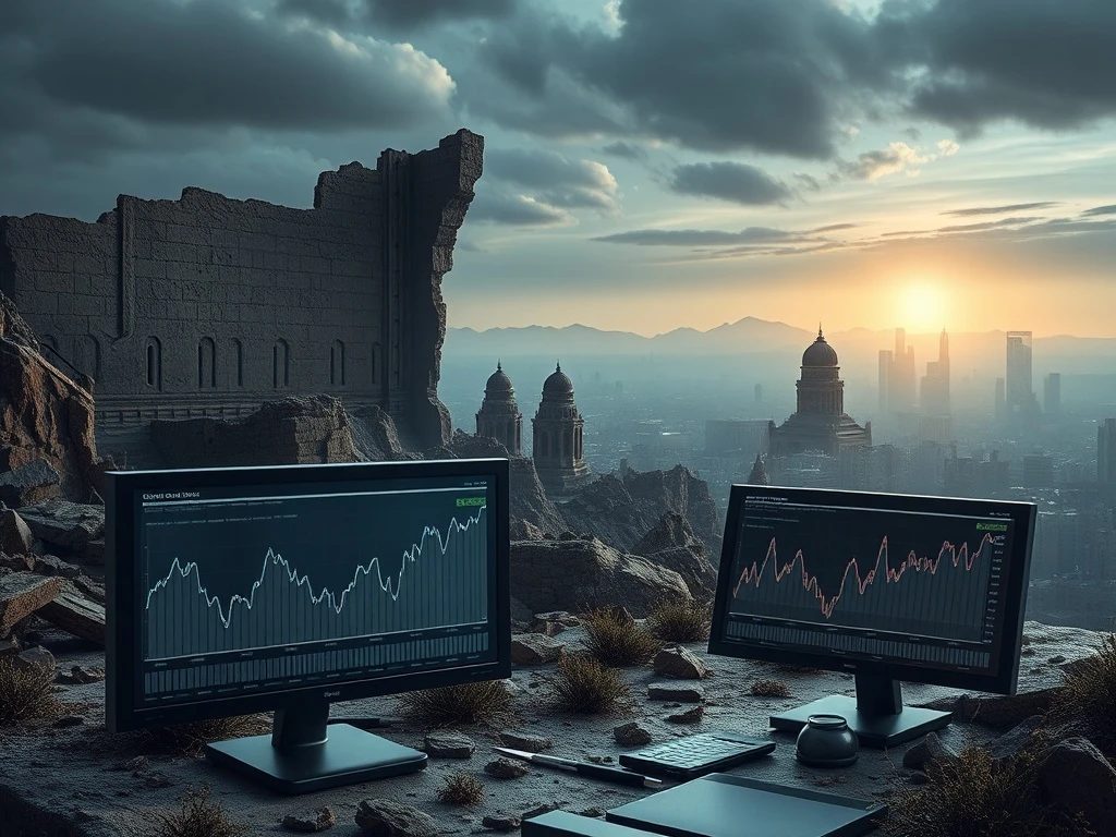 A visual metaphor depicting the concept of an economic recession being a thing of the past, with old economic indicators fading and new tools emerging.