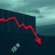 A red downward arrow on a stock chart, representing the plunge in Eli Lilly stock after disappointing clinical trial results for its weight-loss pill.