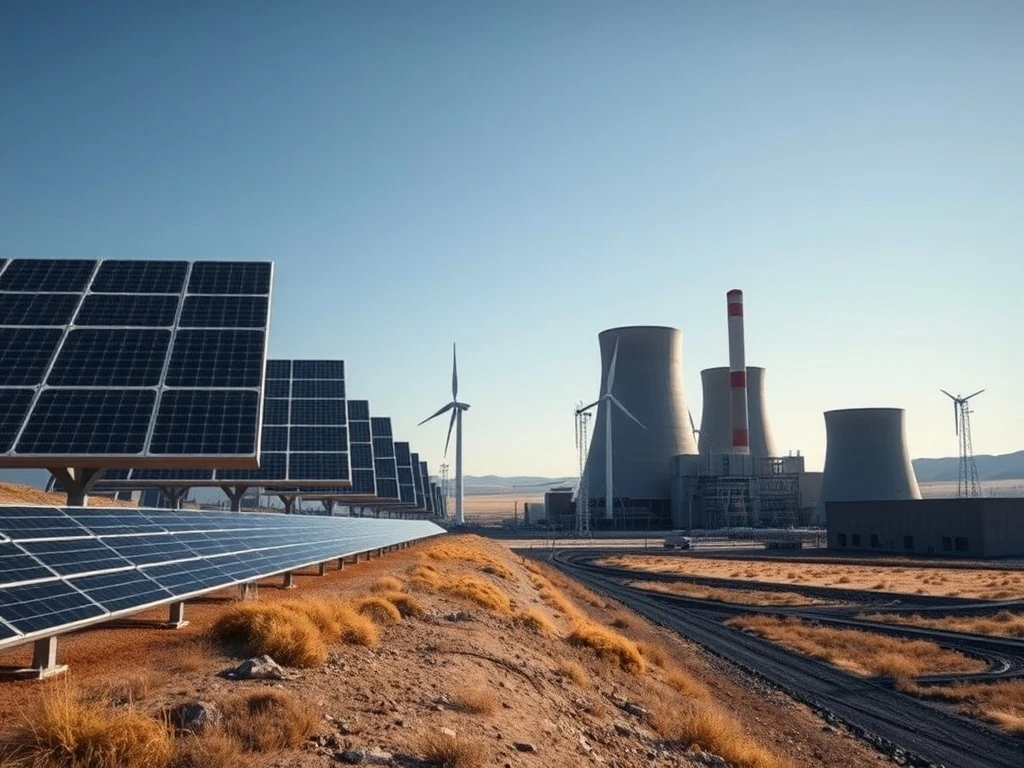 An illustration depicting the complex and enduring **future of coal** in global energy landscapes, blending traditional and modern power generation technologies.