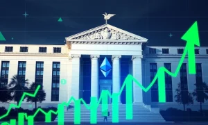 Ether ETF price surge chart after Federal Reserve policy announcement showing bullish momentum