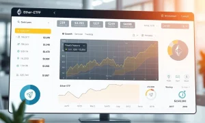 Ether ETFs growth chart showing institutional investment surge and corporate adoption trends