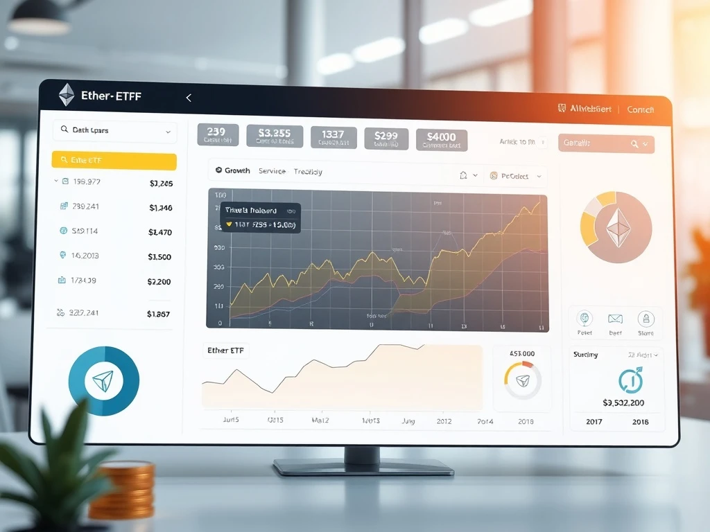 Ether ETFs growth chart showing institutional investment surge and corporate adoption trends