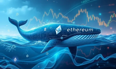 A colossal Ether whale representing significant investment, impacting market charts ahead of crucial US inflation data.