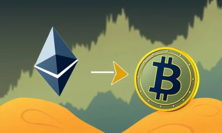 Visualizing the ongoing debate about Ethereum's market movements and its potential rotation into Bitcoin, reflecting crypto market dynamics.