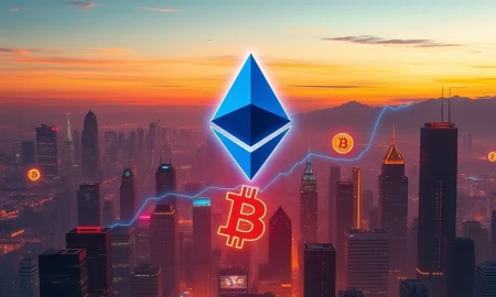 A visual representation of the surging Ethereum price, showing an upward trend and the impact of large corporate investments like BitMine's ETH accumulation plan.