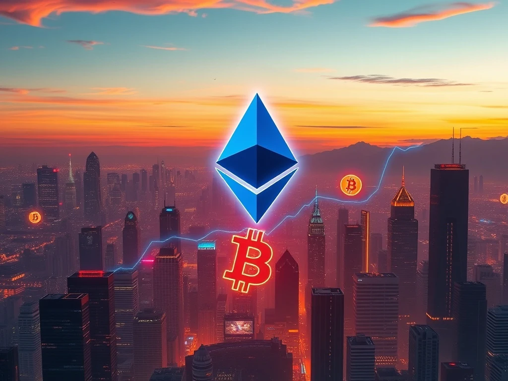 A visual representation of the surging Ethereum price, showing an upward trend and the impact of large corporate investments like BitMine's ETH accumulation plan.