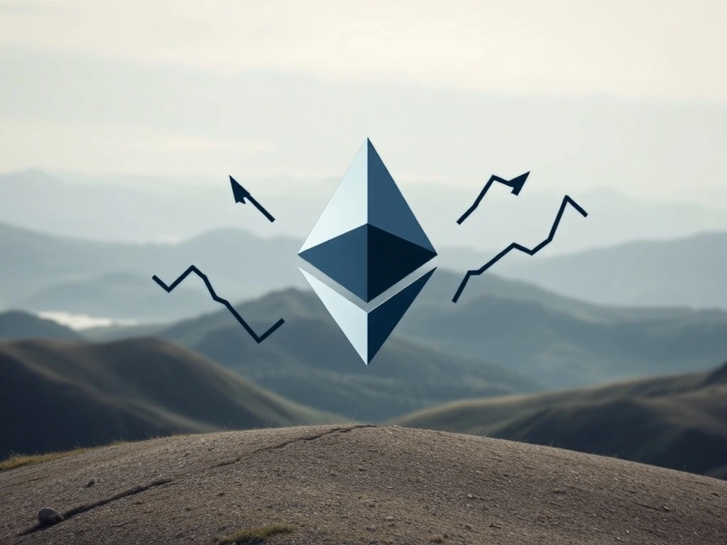 Chart showing Ethereum price performance against overall crypto market, indicating market caution despite recent gains for ETH.