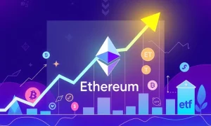 Chart showing a significant rise in Ethereum price, reflecting Standard Chartered's elevated 2025 target driven by ETF and stablecoin adoption.