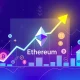 Chart showing a significant rise in Ethereum price, reflecting Standard Chartered's elevated 2025 target driven by ETF and stablecoin adoption.