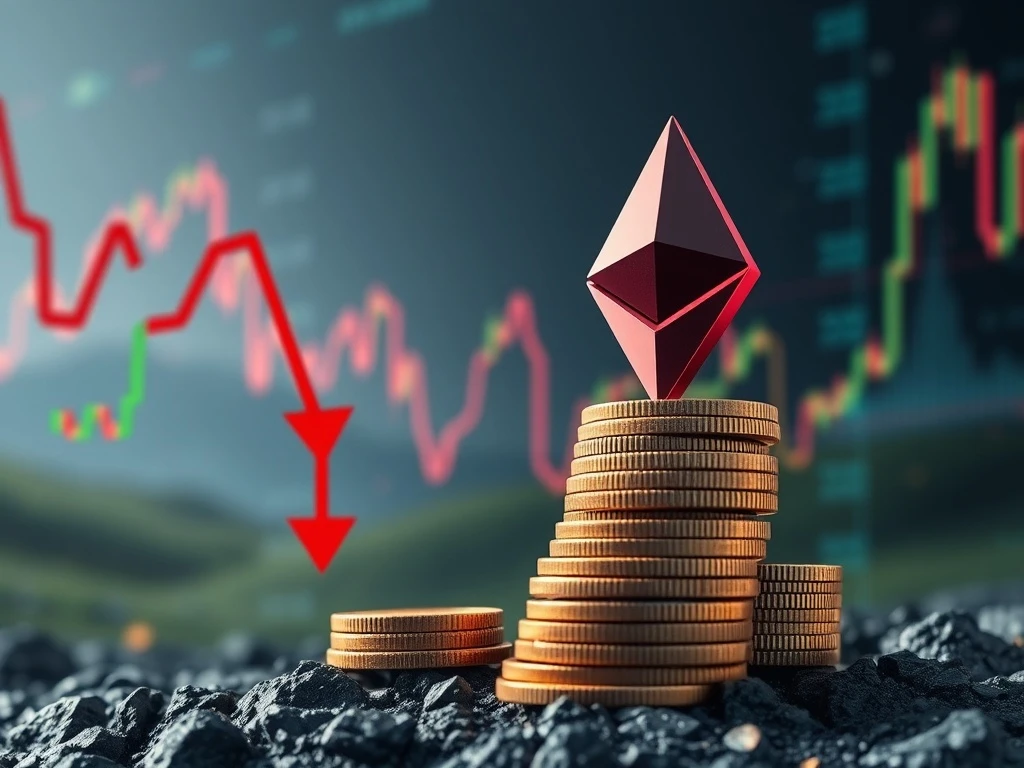 Chart illustrating rising Ethereum sell-pressure and its potential impact on ETH price, showing a downward trend.