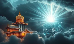 Business transformation through exponential disruption showing traditional to digital evolution