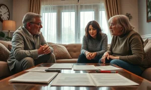 Family inheritance dispute over property ownership and financial rights