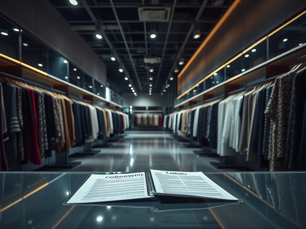 Fashion retailer bankruptcy filing documents in empty store showing financial collapse