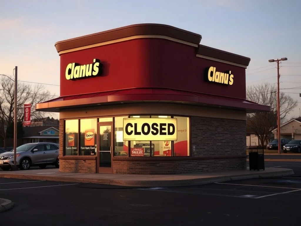 A 'Closed' sign on a fast-food restaurant window, symbolizing recent fast-food chain closures.