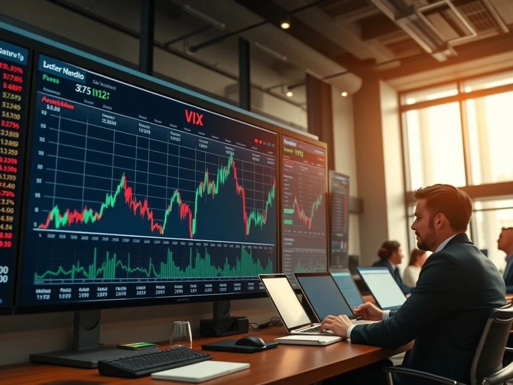 Professional investor analyzing fear index volatility charts showing strategic opportunity