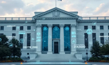 Federal Reserve governor announcing banking revolution with digital transformation and modern financial technology integration