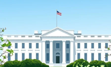 An illustration depicting the White House and the Federal Reserve, symbolizing the potential impact of jumbo Fed interest rate cuts on the economy.