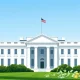 An illustration depicting the White House and the Federal Reserve, symbolizing the potential impact of jumbo Fed interest rate cuts on the economy.