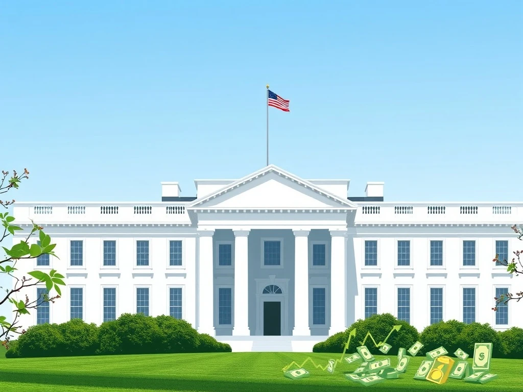 An illustration depicting the White House and the Federal Reserve, symbolizing the potential impact of jumbo Fed interest rate cuts on the economy.