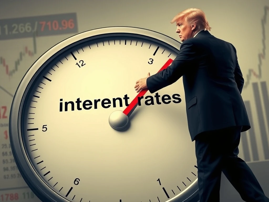 Donald Trump discussing Federal Reserve interest rate cuts, symbolizing the debate over economic policy and its market impact.