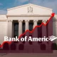 Bank of America logo overlaid on a chart depicting the Fed interest rate forecast, symbolizing the bank's unwavering economic outlook.